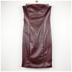 7 For All Mankind Strapless Textured Dress in Deep Burgundy